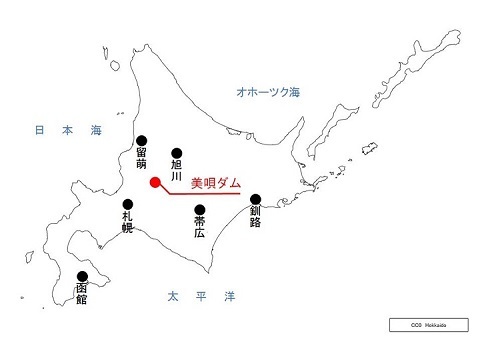 美唄ダムの位置図