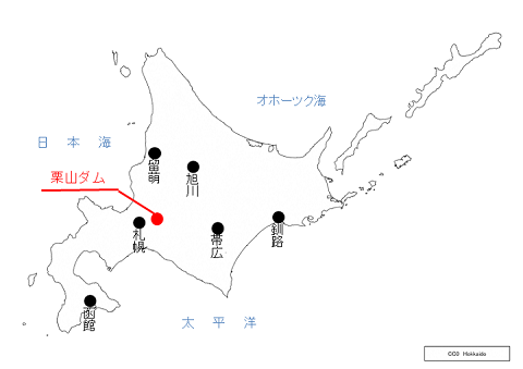 栗山ダムの位置図